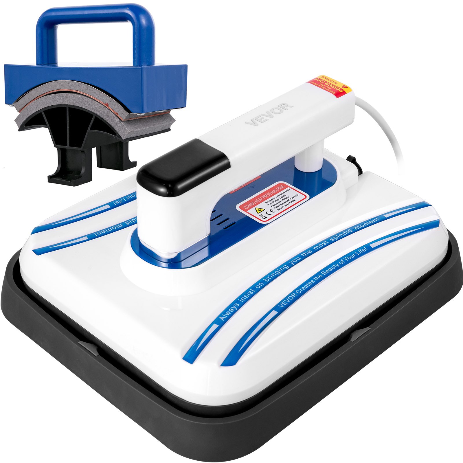 Prensa Térmica Para Sublimación 12 X 10 Pulgadas 2 En 1, Azul Para Camiseta Taza