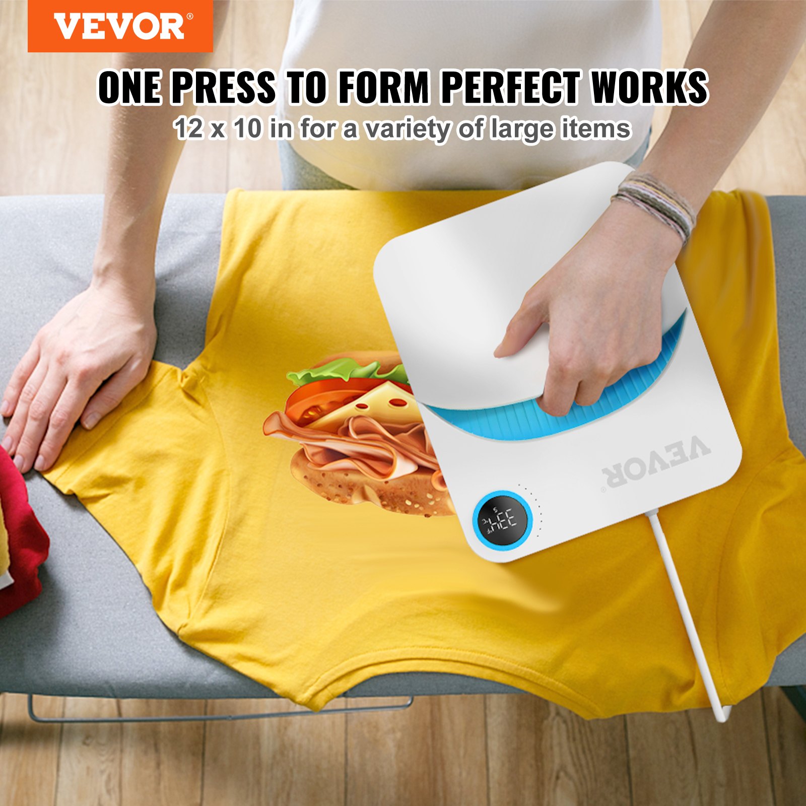 VEVOR Heat Press, 30 x 25 cm, Portable T-Shirt Printing, Multifunctional Sublimation Transfer Heat Press, Easy Iron-On Press for T-Shirts/Bags/Pillows/HTV Vinyl Projects