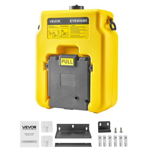 VEVOR Estación Lavaojos Portátil, Unidad Lavaojos de Emergencia 490 x 290 x 640 mm con 2 Rociadores para Montaje en Pared o Sobre Superficie Plana para Escuelas, Laboratorios y Fábricas, Amarillo