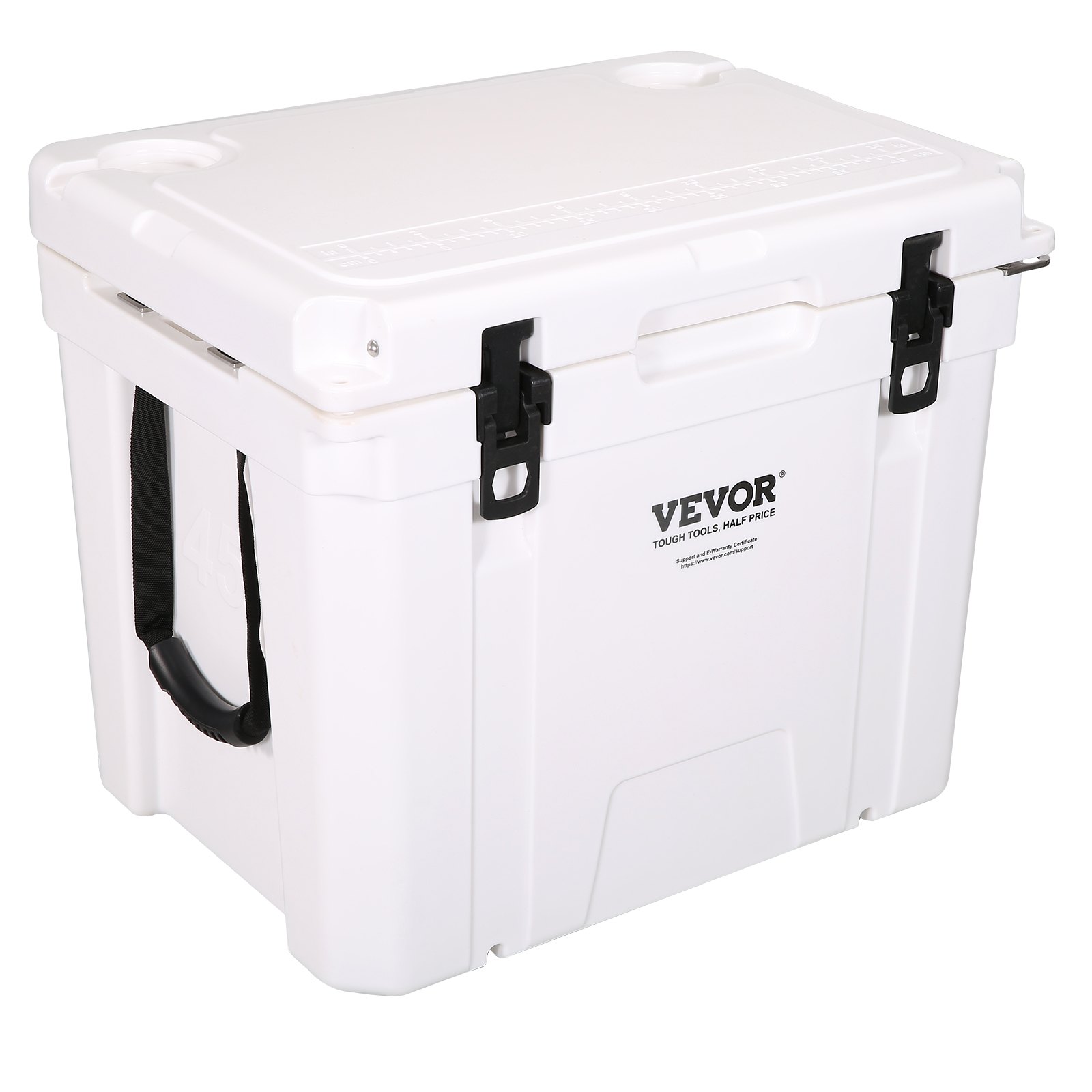 VEVOR Nevera Rígida Portátil 42,6 L 40-45 Latas Nevera de Plástico Rígido con Aislamiento Hermético de Espuma LLDPE para Mantener Fría Comida Bebidas para Senderismo Pícnic Camping Viaje, 55x41x47 cm