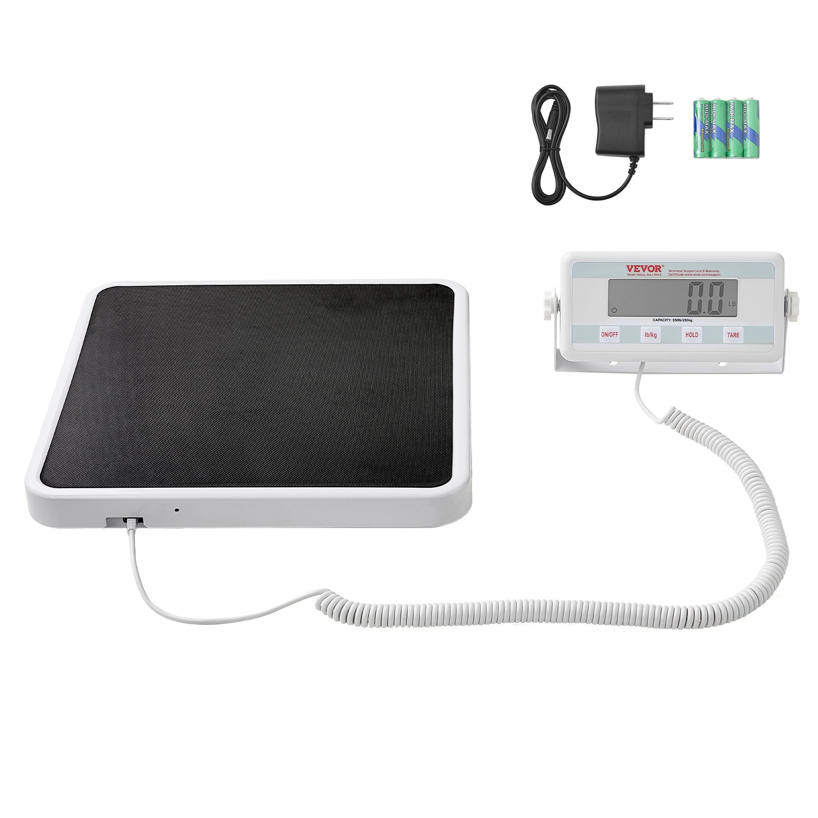 VEVOR Portable Medical Scale, Professional Digital Doctor's Scale for Weighing - with Anti-Slip Mat, 2 Units (kg/lb), Hold and Tare Function, 550 lb Capacity, Doctor's Scale for Gym, Home, Hospital