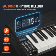 VEVOR Piano de 88 Teclas con Teclado Totalmente Ponderado y Altavoces Dobles