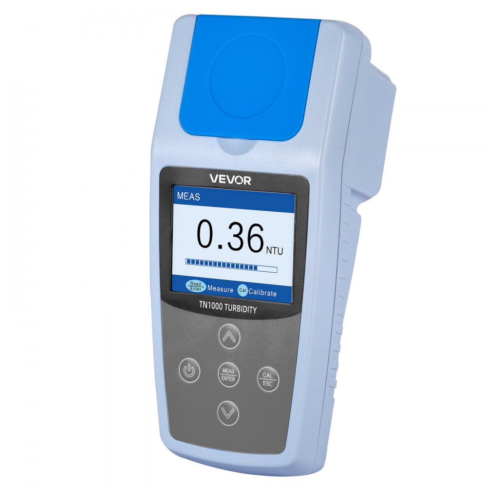 VEVOR Turbidímetro Portátil Rango de Medición 0-1000 NTU Medidor de Turbidez de Luz Roja, Lectura Rápida, con Soluciones de Calibración, Viales de Muestra, Estuche de Transporte, para Campo, Planta