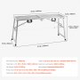 VEVOR Plataforma de Trabajo, Altura Ajustable de 4 Velocidades, Escalera de Acero de Aleación Plegable, Carga de 360 kg, Pies de Goma Antideslizantes, para Limpieza y Lavado, 1450 x 495 x 700 mm