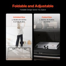 VEVOR Plataforma de Trabajo, Altura Ajustable de 4 Velocidades, Escalera de Acero de Aleación Plegable, Carga de 360 kg, Pies de Goma Antideslizantes, para Limpieza y Lavado, 1450 x 495 x 700 mm