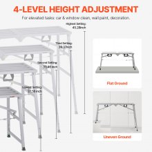 VEVOR Plataforma de Trabajo Portátil Carga de 360 kg 1450 x 495 x 700 mm Plata