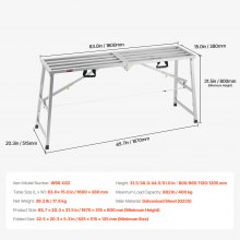 VEVOR Plataforma de Trabajo Portátil de Altura Ajustable 1670 x 515 x 800 mm