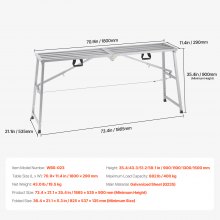 VEVOR Plataforma de Trabajo Portátil Altura Ajustable 90-15 cm Chapa Galvanizada