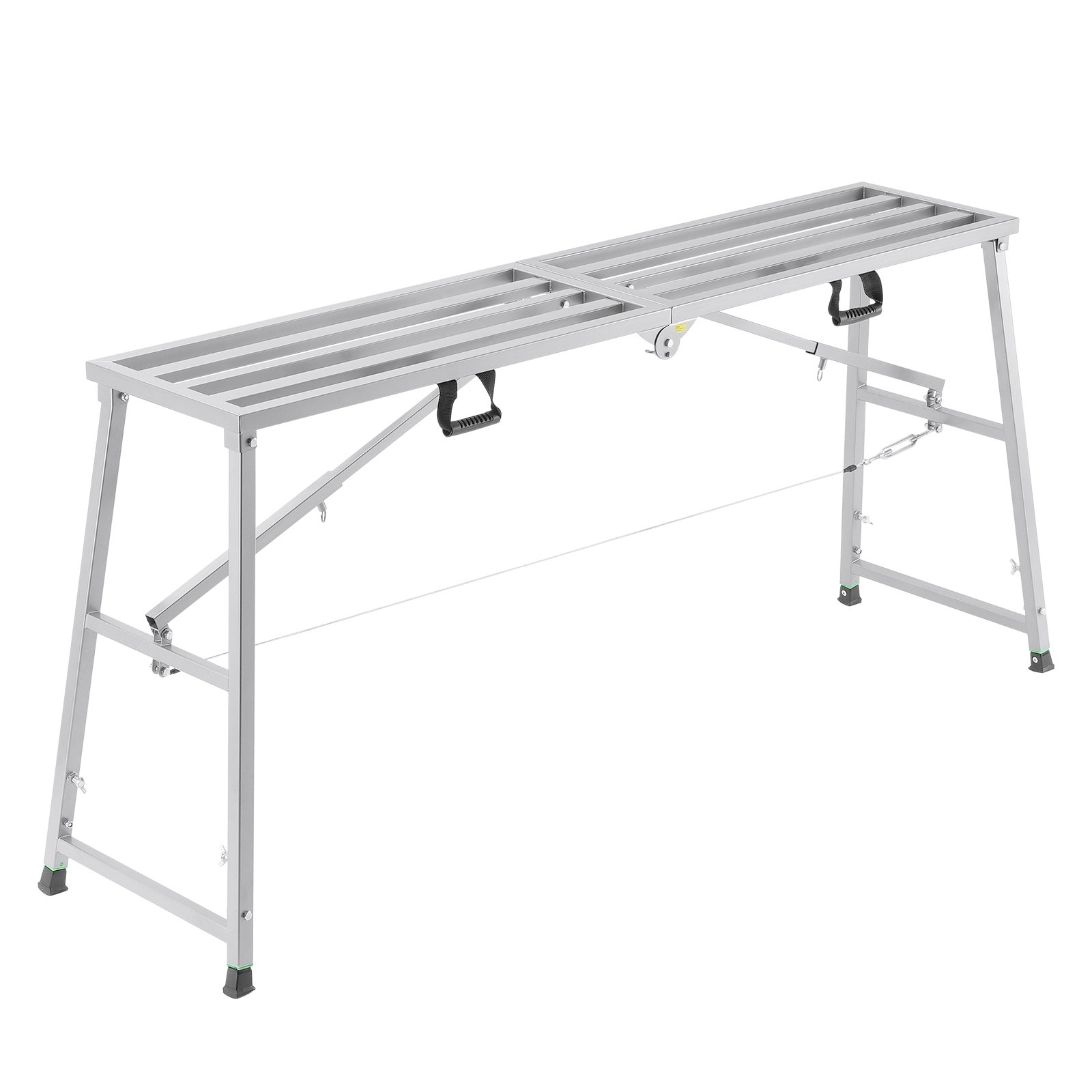 VEVOR Plataforma de Trabajo, Altura Ajustable de 4 Velocidades 90-150 cm, Escalera de Acero de Aleación Plegable, Pies de Goma Antideslizantes, Taburete para Pintar Paneles de Yeso, Limpieza y Lavado