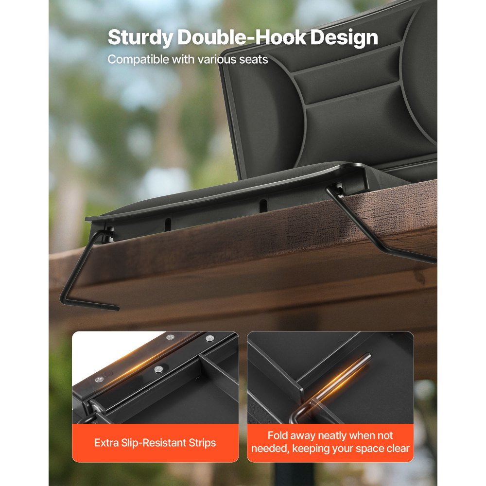 VEVOR Silla de Grada Plegable con Respaldo, Acolchada y con Correa para el Hombro, para Estadio, Eventos Deportivos, Conciertos o Eventos al Aire Libre, Fabricada en Licra, Color Negro, 1 ud