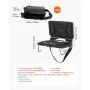 VEVOR Silla de Grada Plegable con Respaldo, Acolchada y con Correa para el Hombro, para Estadio, Eventos Deportivos, Conciertos o Eventos al Aire Libre, Fabricada en Licra, Color Negro, 1 ud