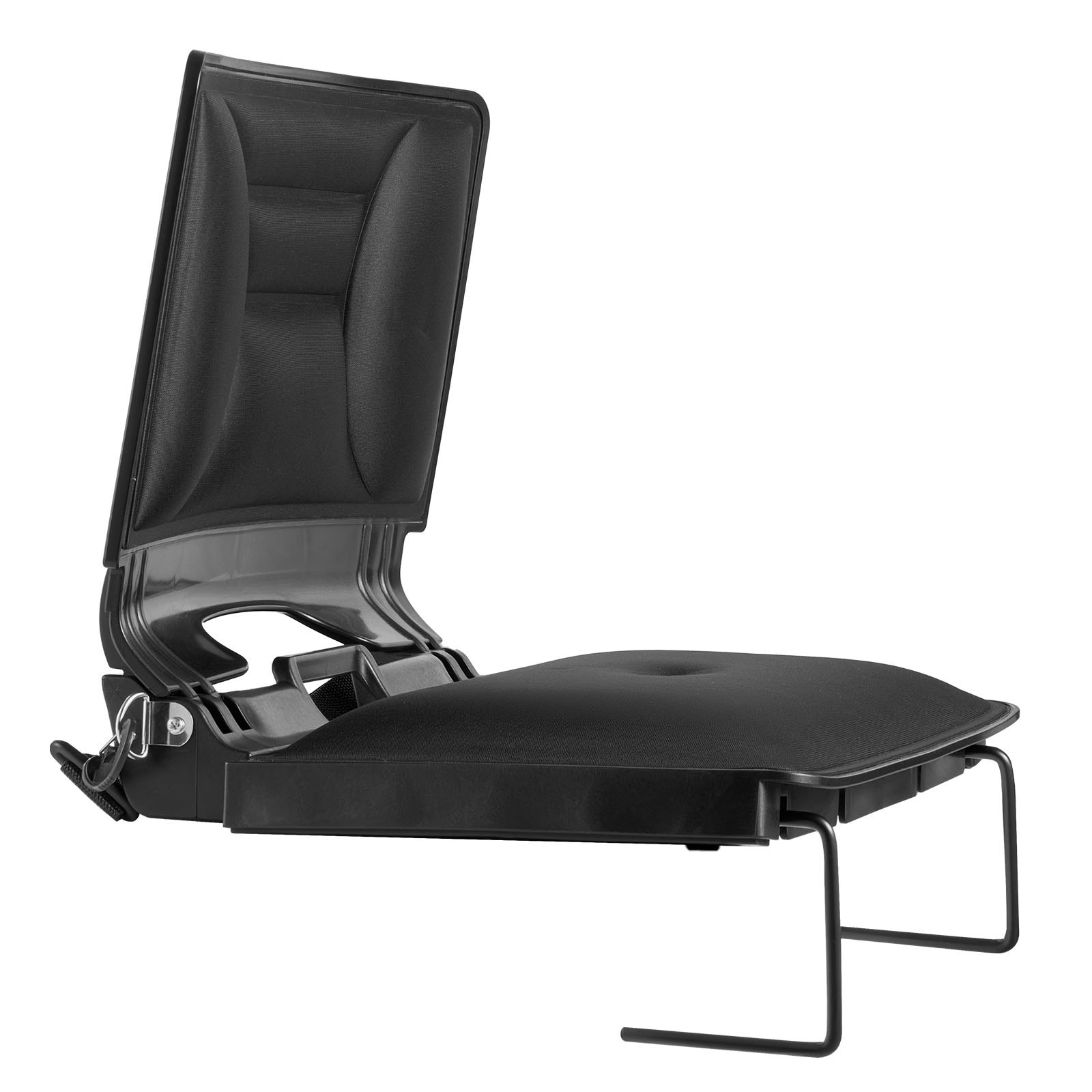 VEVOR Silla de Grada Plegable con Respaldo, Acolchada y con Correa para el Hombro, para Estadio, Eventos Deportivos, Conciertos o Eventos al Aire Libre, Fabricada en Licra, Color Negro, 1 ud