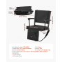 VEVOR Silla de Estadio Portátil con Respaldo y Reposabrazos, Correa para el Hombro, Portavasos y Gancho, con Múltiples Bolsillos, Color Negro, 2 uds, 365 x 495 x 425 mm, para Eventos Deportivos