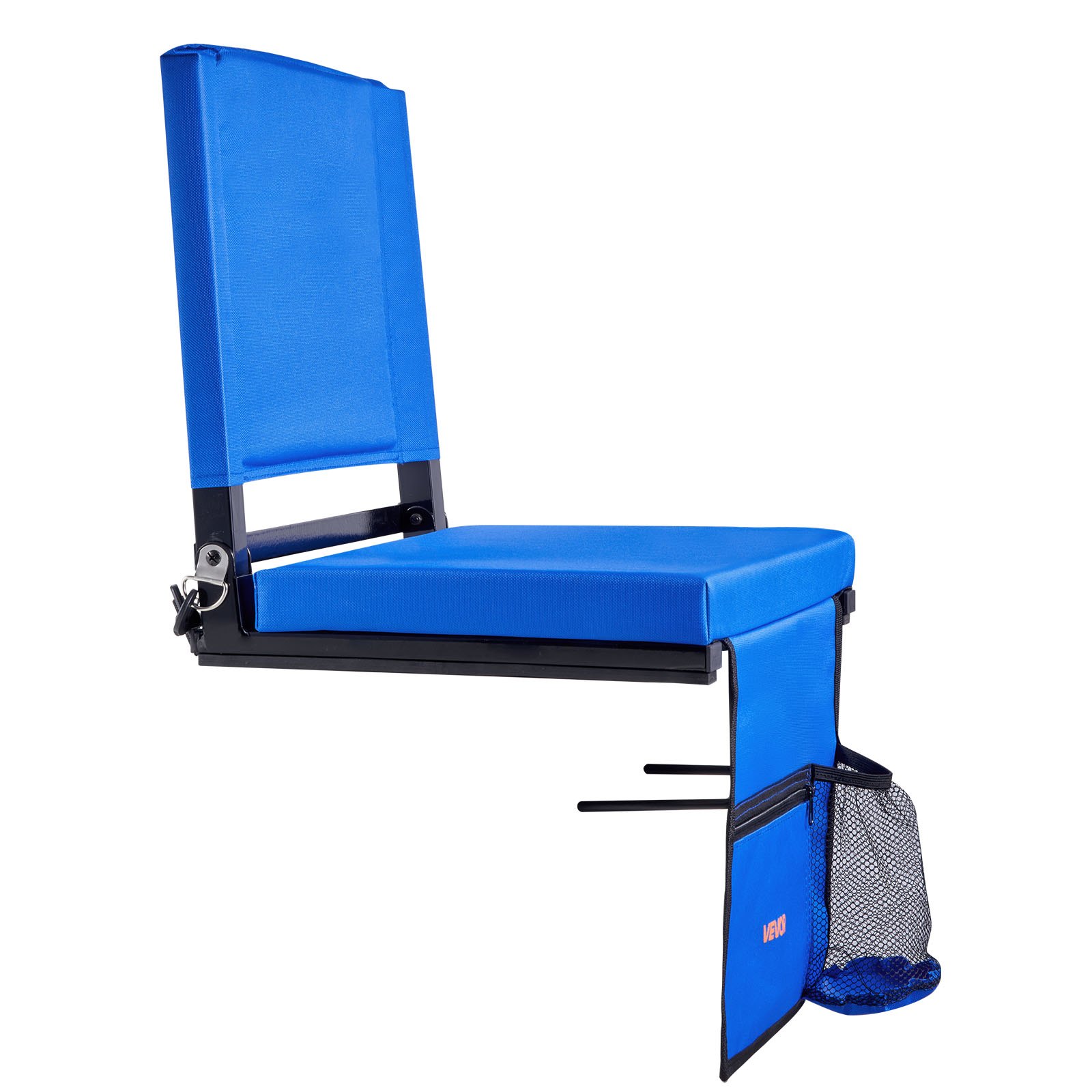VEVOR Silla Plegable para Gradas con Respaldo, con Correa para el Hombro, Portavasos, Gancho y Bolsillo Lateral, Color Azul, 2 Unidades, 325 x 430 x 385 mm, para Eventos Deportivos al Aire Libre
