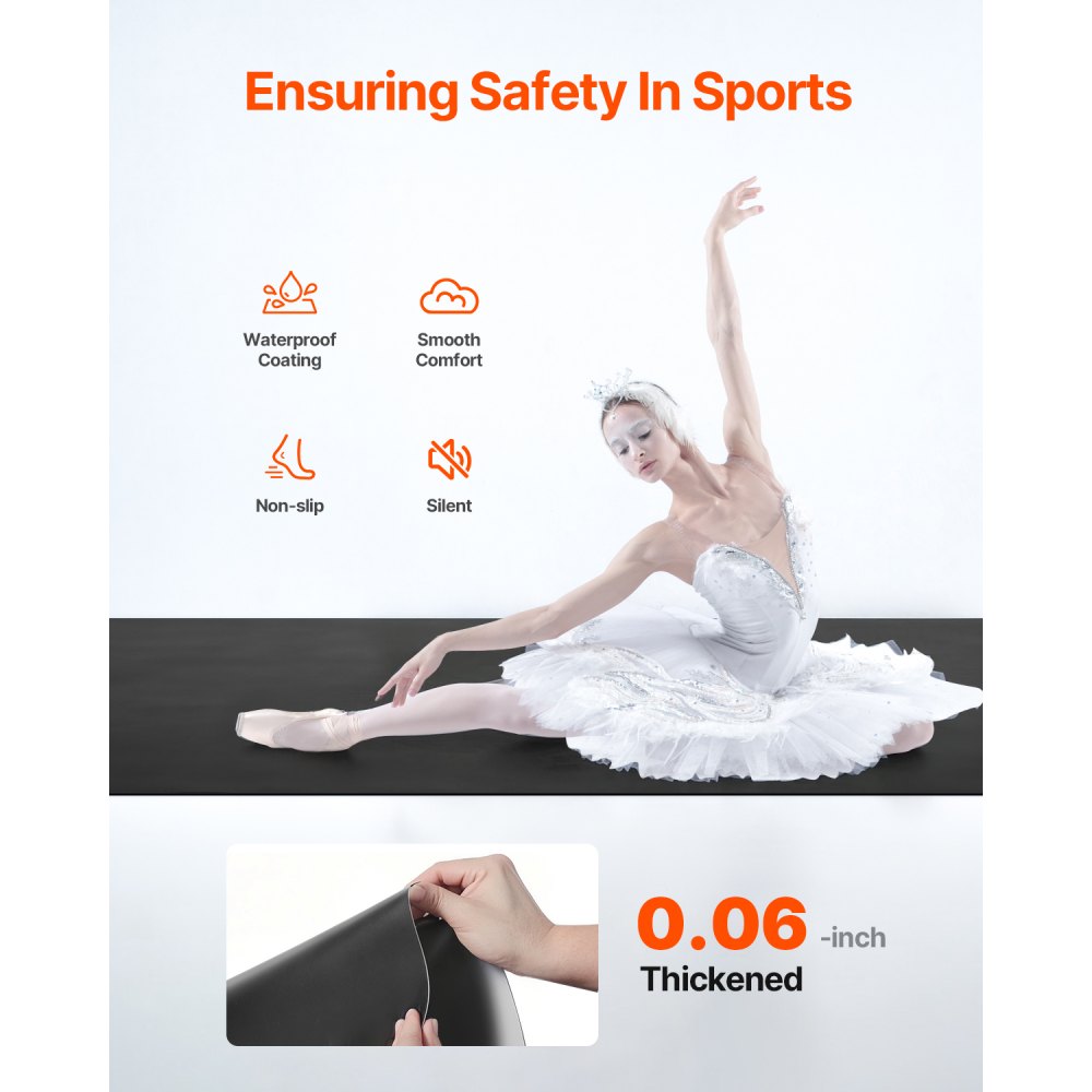 VEVOR Fitness Mat, 2x1 m Portable Yoga Mat with Organizer Bag, 1.5 mm Thick Exercise Mats, Gymnastics Mat, Non-Slip Floor Mats, Flooring Set for Practicing at Home, in the Studio, on Stage