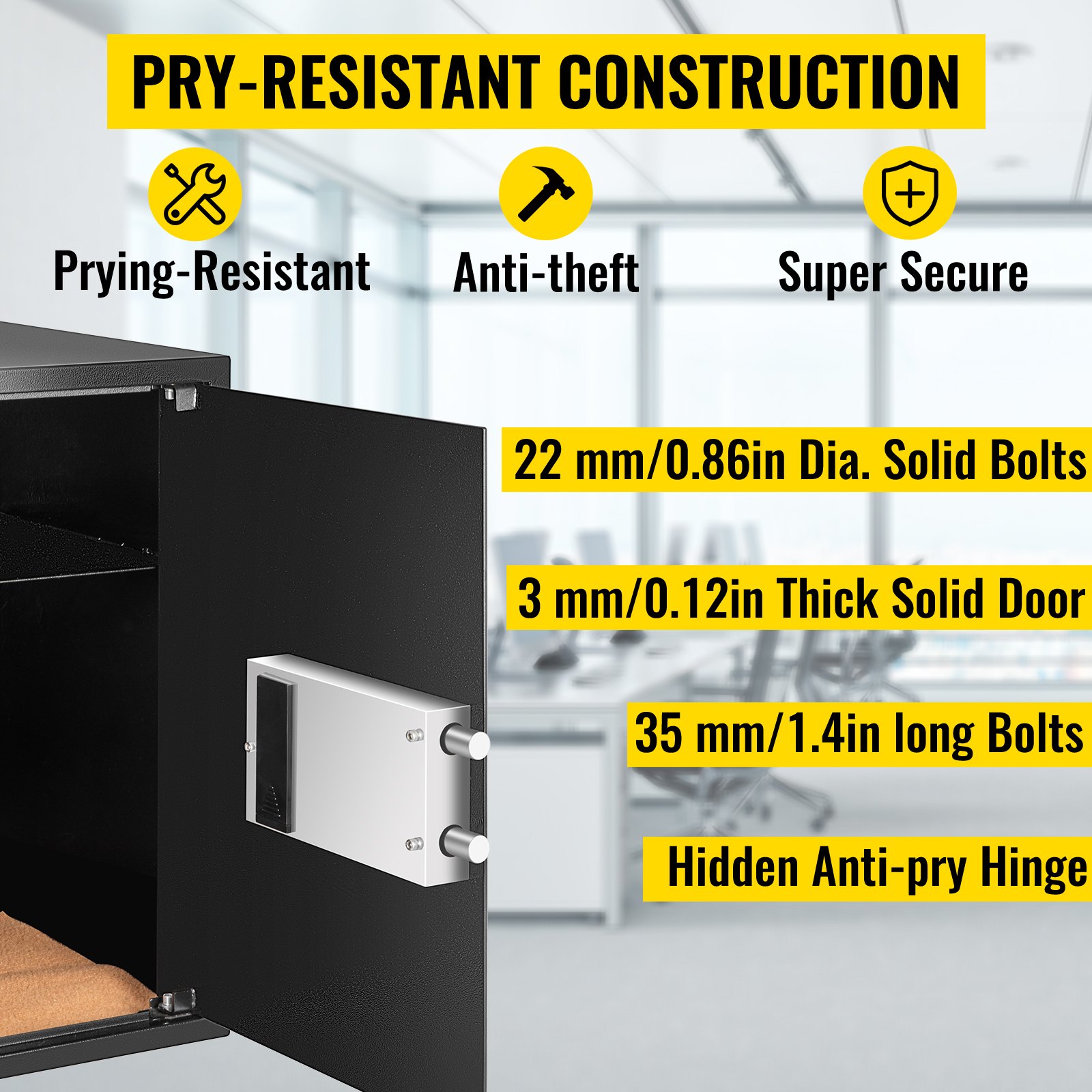VEVOR Caja Fuerte, 36 x 35 x 52 cm Caja Fuerte para Oficina o Uso Doméstico, 56,63 L Caja Fuerte Empotrable, Caja Fuerte Pequeña Caja Fuerte con Pantalla LCD Caja de Seguridad con Teclas de Anulación