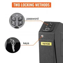 VEVOR Pistola Caja Fuerte de Seguridad Acero, con 2 Llaves y Cerradura de Combinación, Caja de Almacenamiento de Pistola con Teclado Digital, Caja de Arma Portátil con Bóveda de Llave 3,3 kg