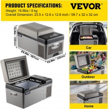 VEVOR Compresor 20L Nevera Camping de Viaje Refrigerador Pequeño Portátil Nevera Portátil para Cpche Congelador Vehículo