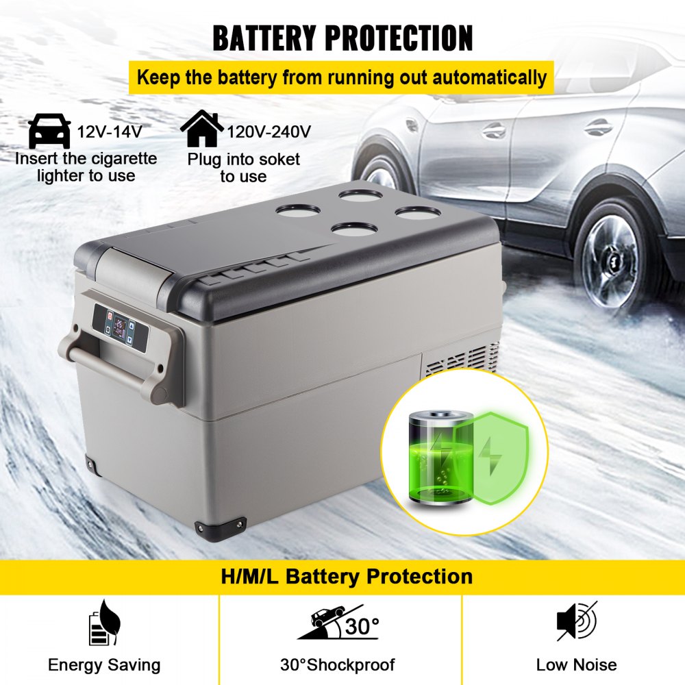 VEVOR Nevera Portátil 35 L Nevera de Viaje para Coche Nevera Portátil Eléctrica de Viaje para Coche Mini Refrigerador para Coche Mini Nevera para Bebidas con LCD