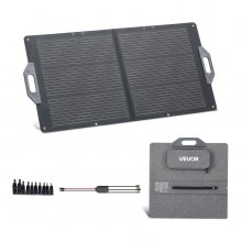 VEVOR Placa Solar Plegable 100W, Panel Solar Monocristalino Portátil con Puertos USB MC4 DC, Alta Eficiencia 24%, IP65 Impermeable, Compatible con Estaciones de Energía Acampadas Autocaravanas Viajes