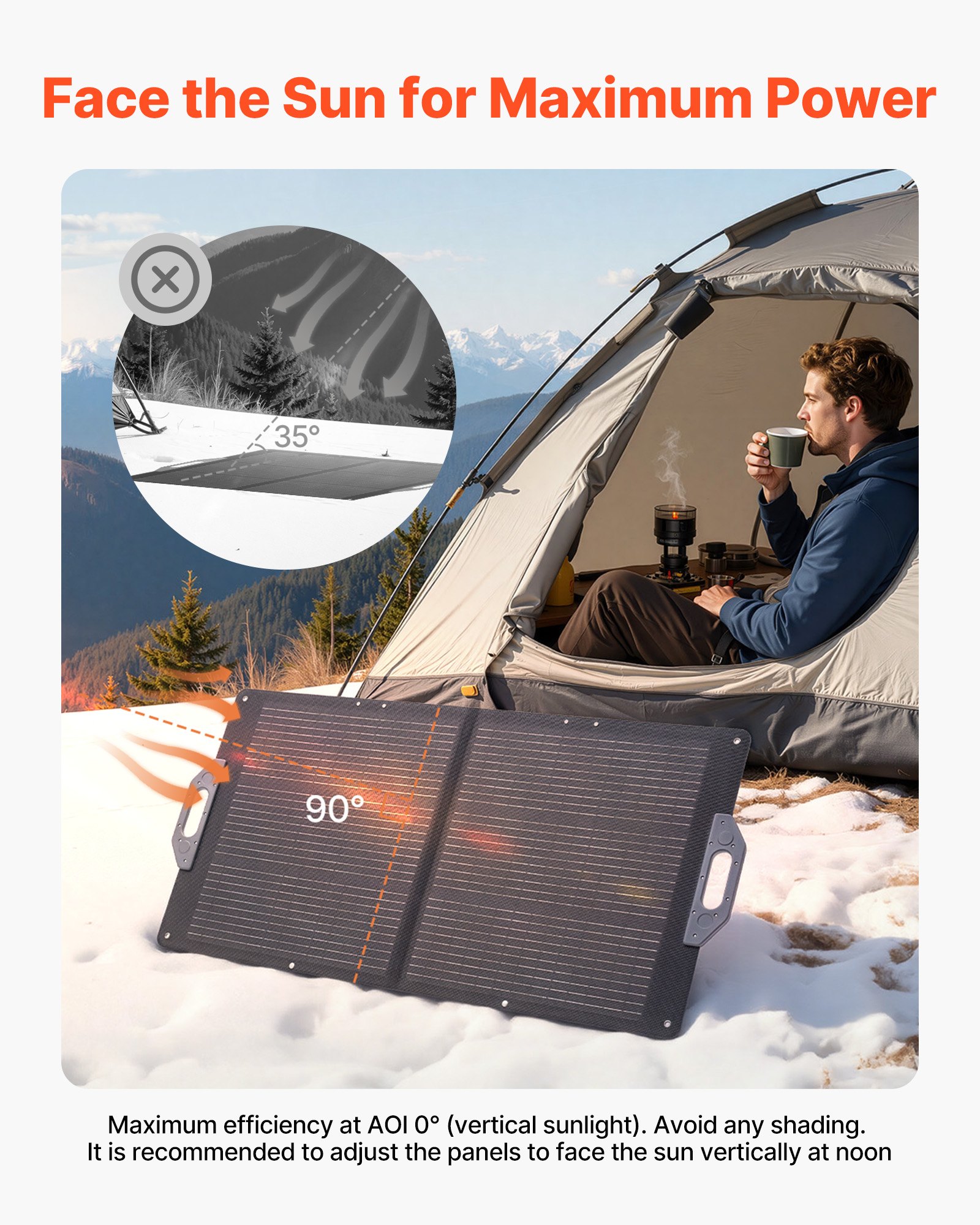 VEVOR Placa Solar Plegable 100W, Panel Solar Monocristalino Portátil con Puertos USB MC4 DC, Alta Eficiencia 24%, IP65 Impermeable, Compatible con Estaciones de Energía Acampadas Autocaravanas Viajes