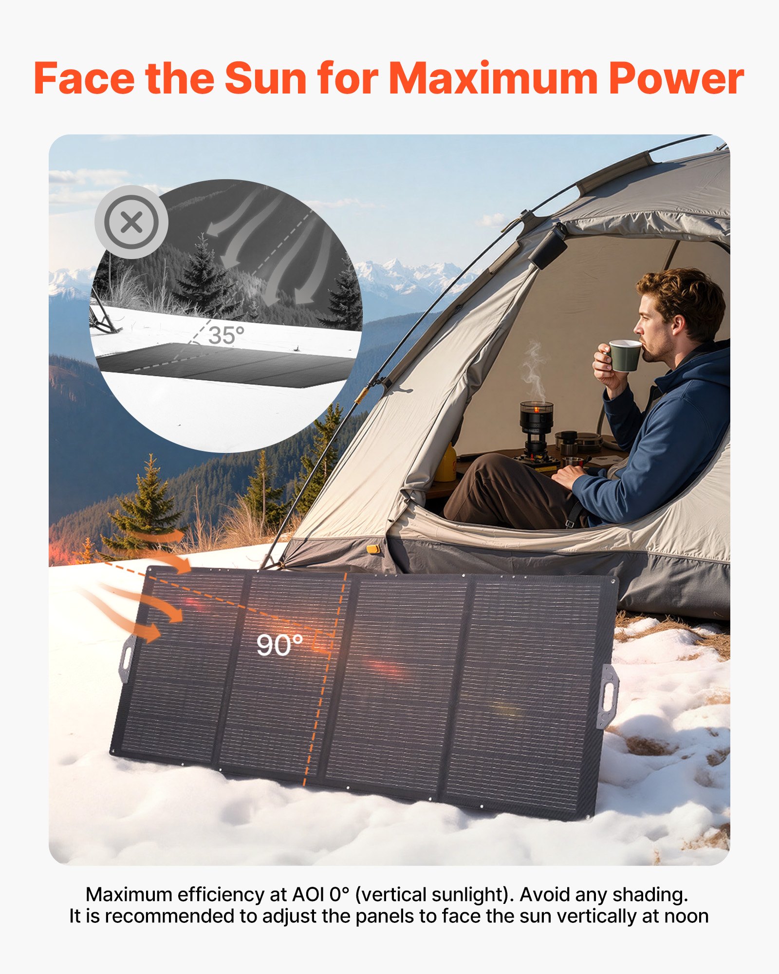 VEVOR Placa Solar Plegable 400W, Panel Solar Monocristalino Portátil, Eficiencia 24%, con Cable de MC4 y Adaptador de Conector, IP67 Impermeable, Compatible con Estaciones de Energía Acampada Viajes
