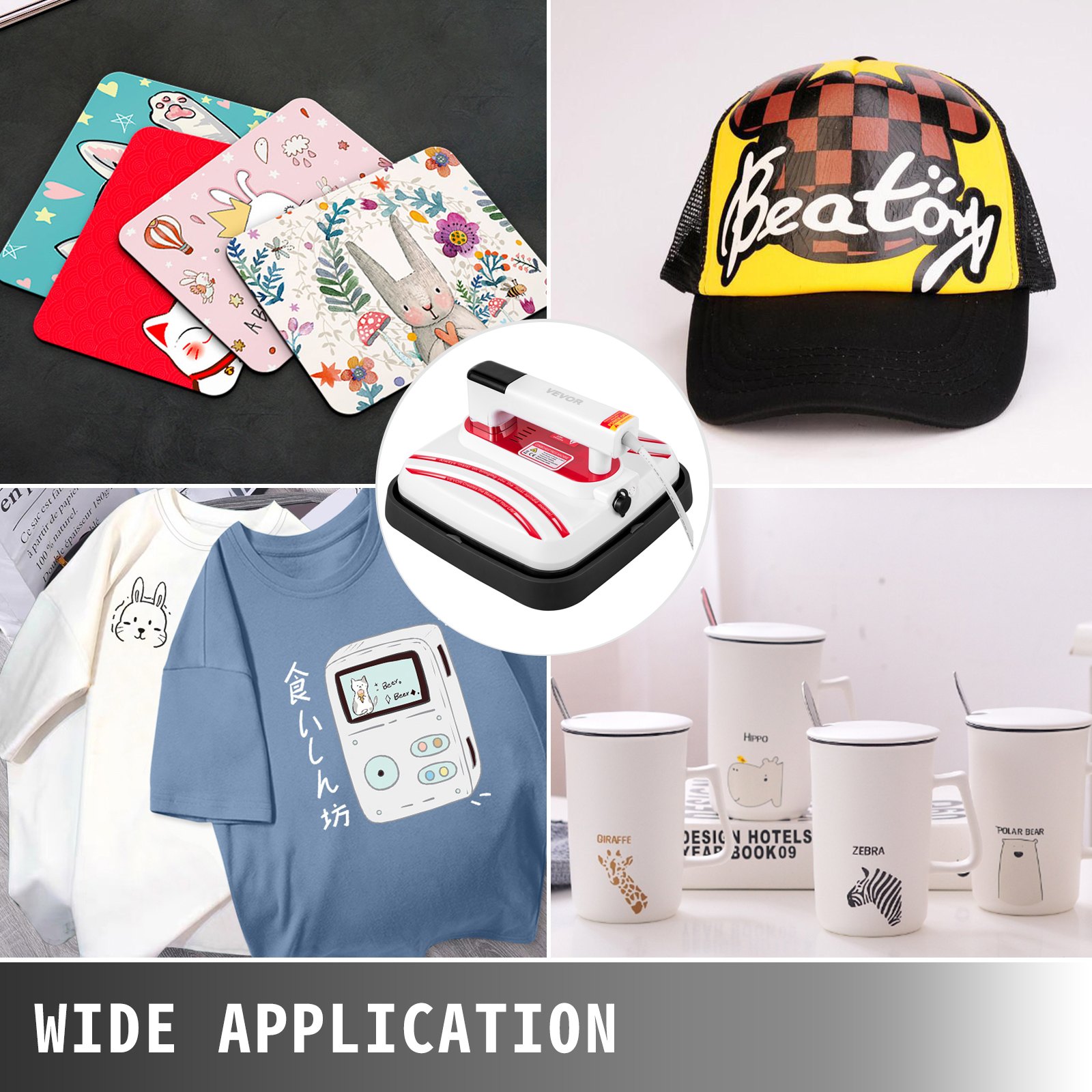 VEVOR Prensa de Calor 28 x 28 x 20,5 cm, Mini Máquina de Transferencia de Calor con Pantalla Táctil Alta Sensibilidad, Prensa Térmica para Sublimación Portátil para Camisetas Rojo 800 W 0-200 ℃