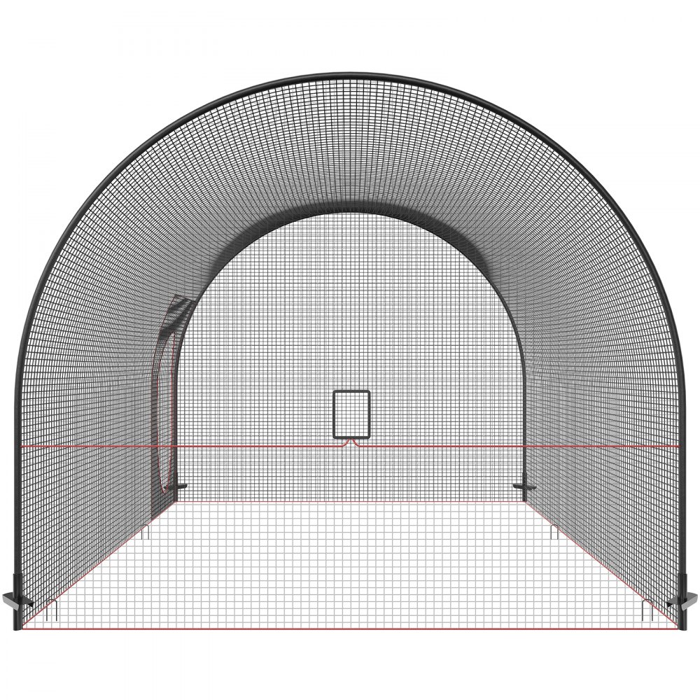VEVOR Red de Jaula de Bateo de Béisbol con Marco Red de Jaula de Béisbol de 12 x 12 x 10 pies para Bateo y Fildeo Jaula de Bateo de Red de Béisbol para Adolescentes o Adultos en Patio Trasero, Negro