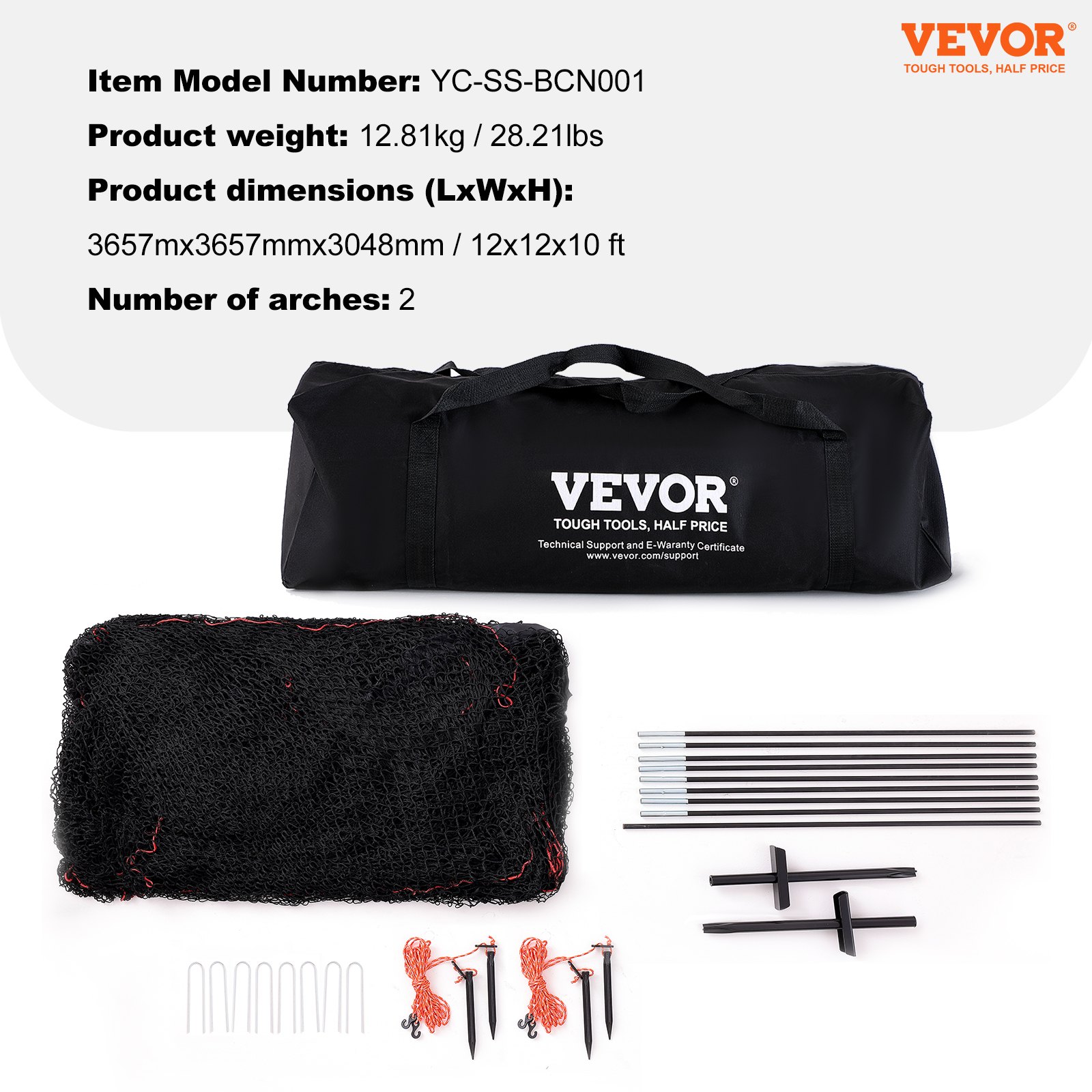 VEVOR Red de Jaula de Bateo de Béisbol con Marco Red de Jaula de Béisbol de 12 x 12 x 10 pies para Bateo y Fildeo Jaula de Bateo de Red de Béisbol para Adolescentes o Adultos en Patio Trasero, Negro