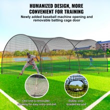 VEVOR Red de Jaula de Bateo de Béisbol con Marco Red de Jaula de Béisbol de 22 x 12 x 8 pies para Bateo y Fildeo Jaula de Bateo de Red de Béisbol para Adolescentes o Adultos en Patio Trasero, Negro