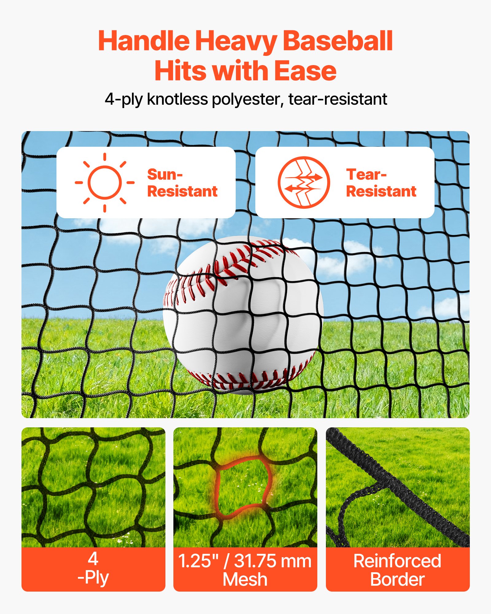 VEVOR Jaula de Bateo de Béisbol 3660 x 3100 x 2330 mm, Red de Bateo Autosoportante y Portátil con Agujero para Máquina de Lanzamiento, Multiuso para Deportes de Pelota, Entrenamiento Exterior Interior