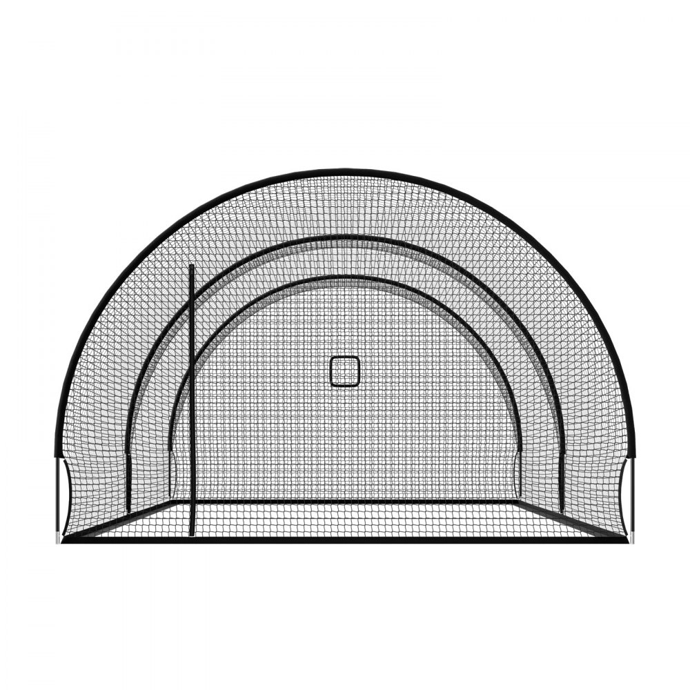 VEVOR Jaula de Bateo 6780 x 3700 x 2400 mm, Red de Béisbol y Sóftbol Autosoportante y Portátil, con Agujero para Máquina de Lanzamiento, Plástico Reforzado con Vidrio, Entrenamiento Exterior Interior