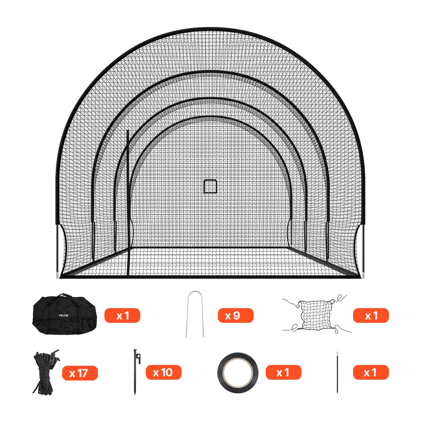 VEVOR Jaula de Bateo de Béisbol 10058 x 3660 x 3000 mm, Túnel de Bateo Portátil con Puerta Desmontable y Agujero para Máquina de Lanzamiento, Deportes de Pelota, para Entrenamientos Exterior Interior