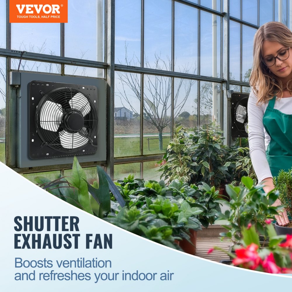 VEVOR Ventilador de Escape con Persiana con Controlador de Temperatura y Humedad, Motor EC, 940 CFM, Ático de Montaje en Pared Ajustable de 10 Velocidades, para Invernaderos, Garajes 30,5 x 30,7 cm