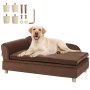 VEVOR Sofá para Mascotas, Sofá para Perros y Gatos de Gran Tamaño, Sofá Cama Suave y Aterciopelado para Perros, Sofá para Gatos con Carga de 50 kg, Marrón Oscuro, 910 x 585 x 415 mm, 10,2 kg de Peso