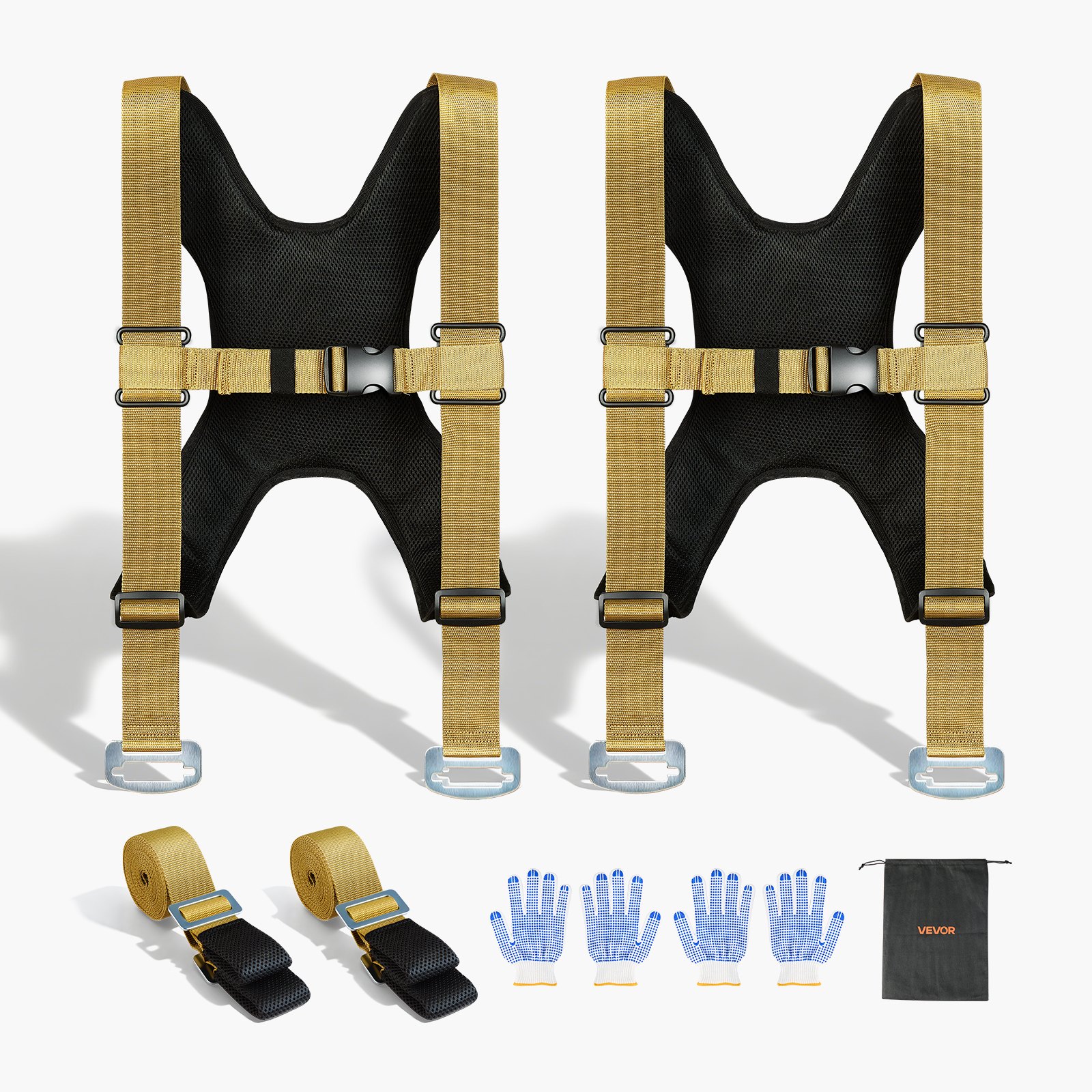 VEVOR Correas de Elevación de Horquilla, Soporta hasta 453,6 kg, 272 x 210 x 165 mm, con 2 Correas y 2 de Transporte, para Transportar Muebles, Electrodomésticos y Colchones, para 2 Personas