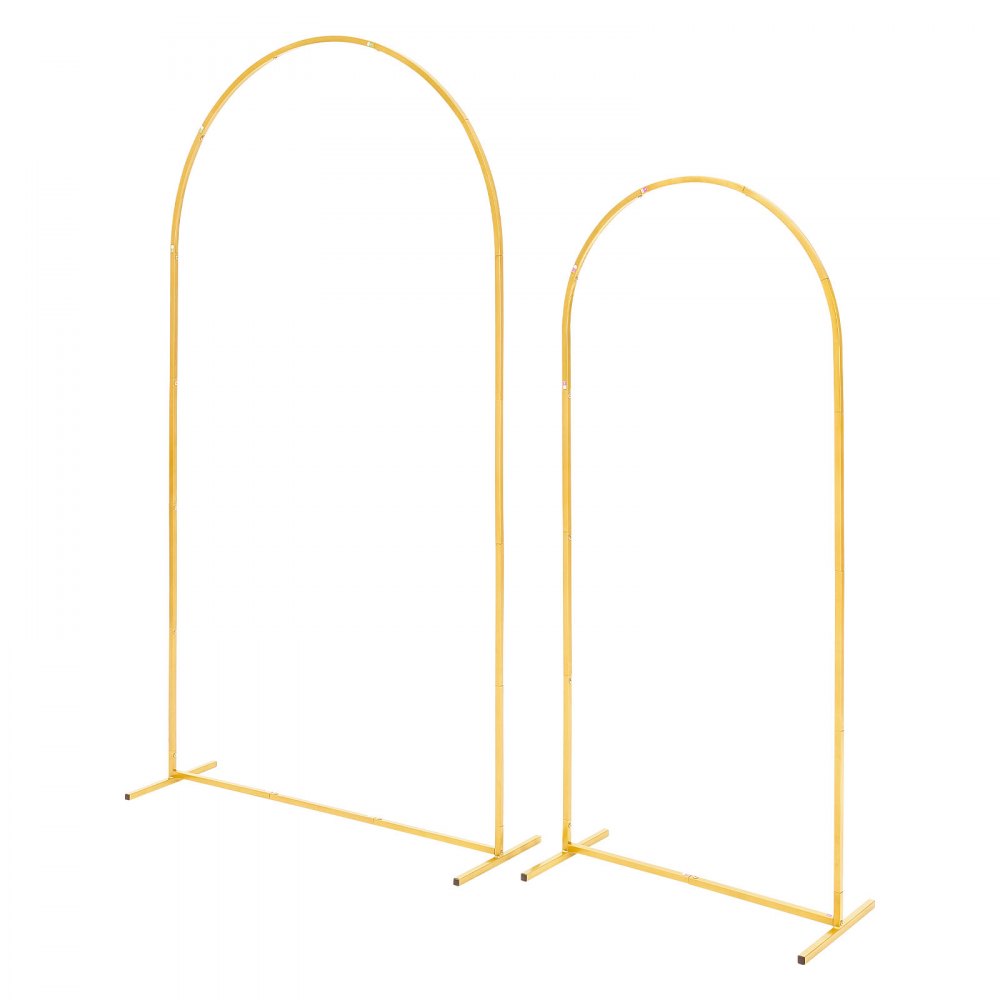 VEVOR Arco de Metal para Rosas 2 Piezas 2,2 x 1,2 m y 1,8 x 0,8 m, Soporte de Arco para Fondo Estructura Estable, para Decoración de Bodas, Fiestas de Cumpleaños, Celebraciones, Ceremonias, Dorado