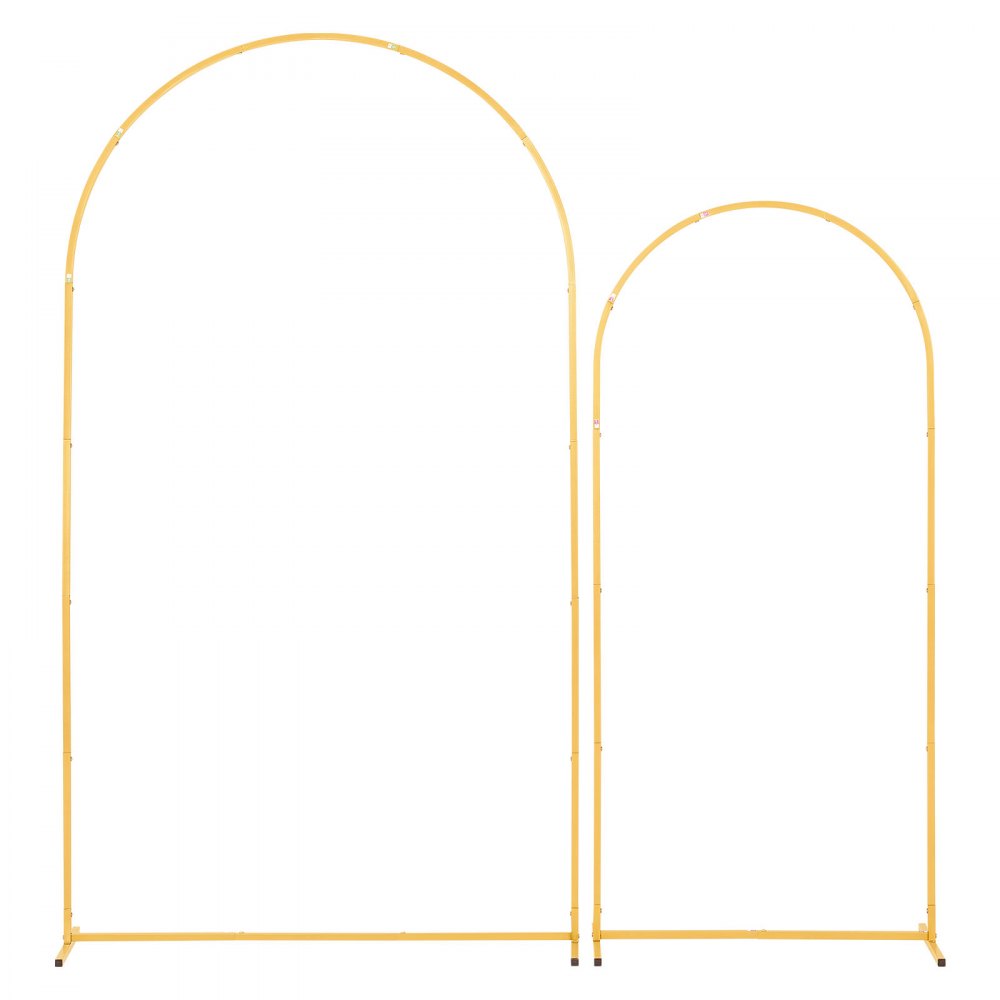 VEVOR Arco de Metal para Rosas 2 Piezas 2,2 x 1,2 m y 1,8 x 0,8 m, Soporte de Arco para Fondo Estructura Estable, para Decoración de Bodas, Fiestas de Cumpleaños, Celebraciones, Ceremonias, Dorado