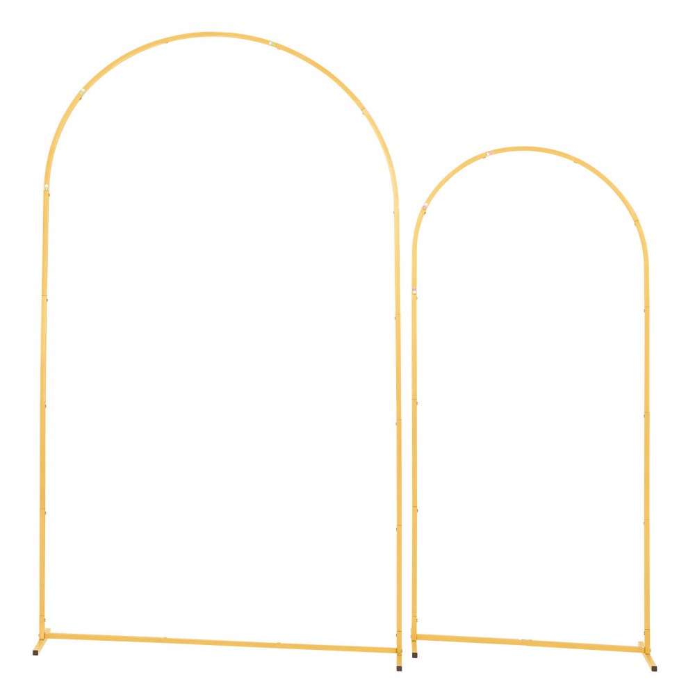 VEVOR Arco de Metal para Rosas 2 Piezas 2,2 x 1,2 m y 1,8 x 0,8 m, Soporte de Arco para Fondo Estructura Estable, para Decoración de Bodas, Fiestas de Cumpleaños, Celebraciones, Ceremonias, Dorado