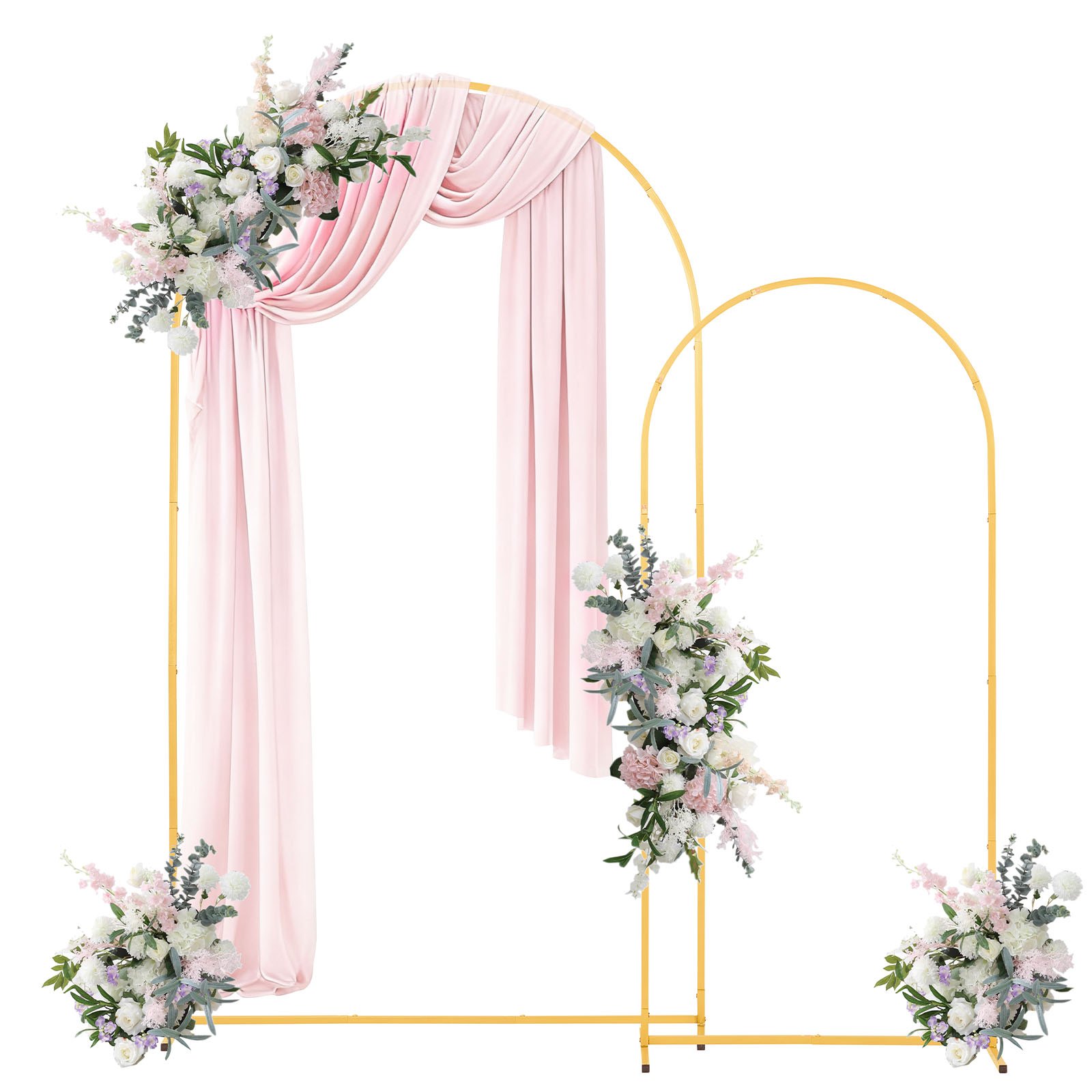 VEVOR Arco de Metal para Rosas 2 Piezas 2,2 x 1,2 m y 1,8 x 0,8 m, Soporte de Arco para Fondo Estructura Estable, para Decoración de Bodas, Fiestas de Cumpleaños, Celebraciones, Ceremonias, Dorado