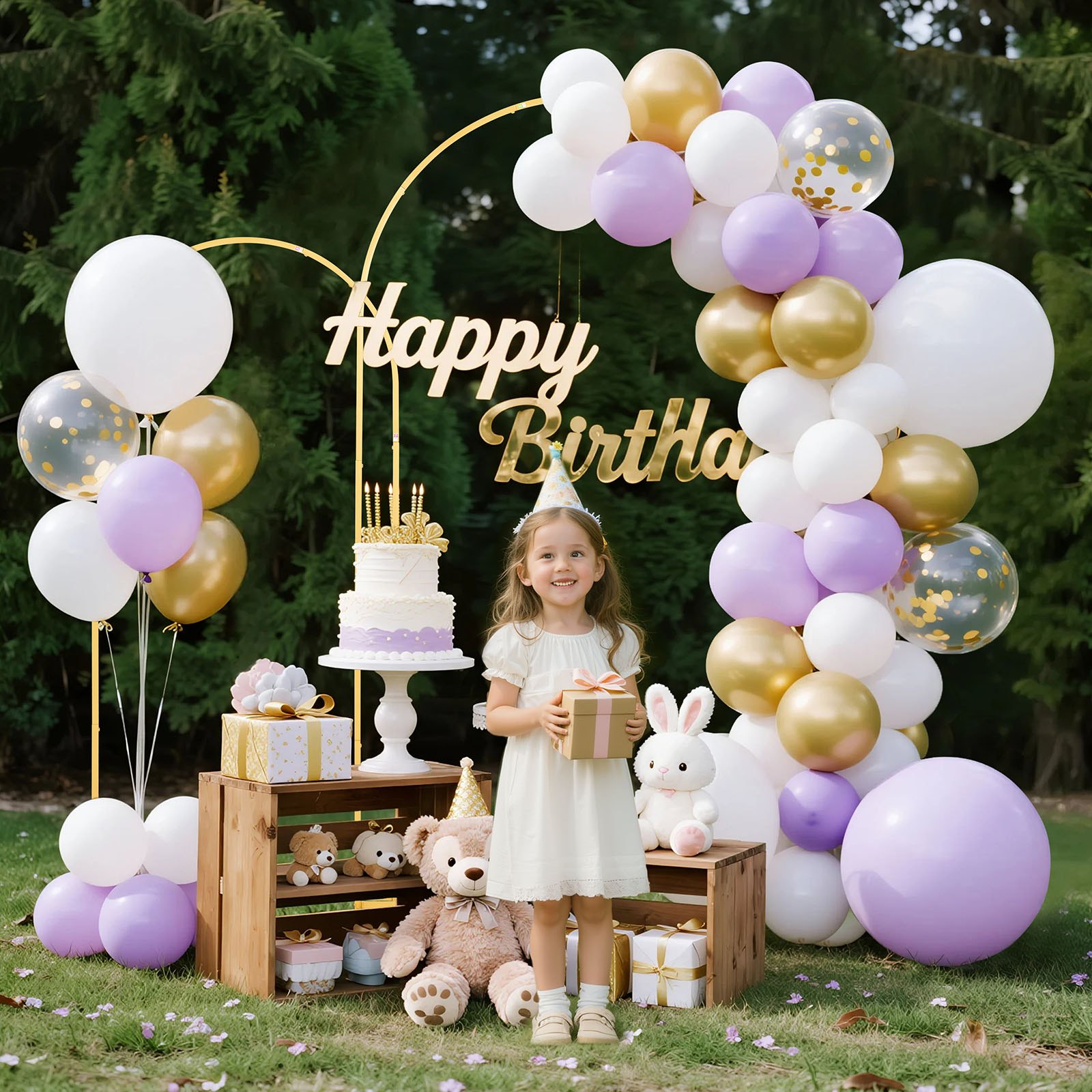 VEVOR Arco de Metal para Rosas 2 Piezas 2,2 x 1,2 m y 1,8 x 0,8 m, Soporte de Arco para Fondo Estructura Estable, para Decoración de Bodas, Fiestas de Cumpleaños, Celebraciones, Ceremonias, Dorado