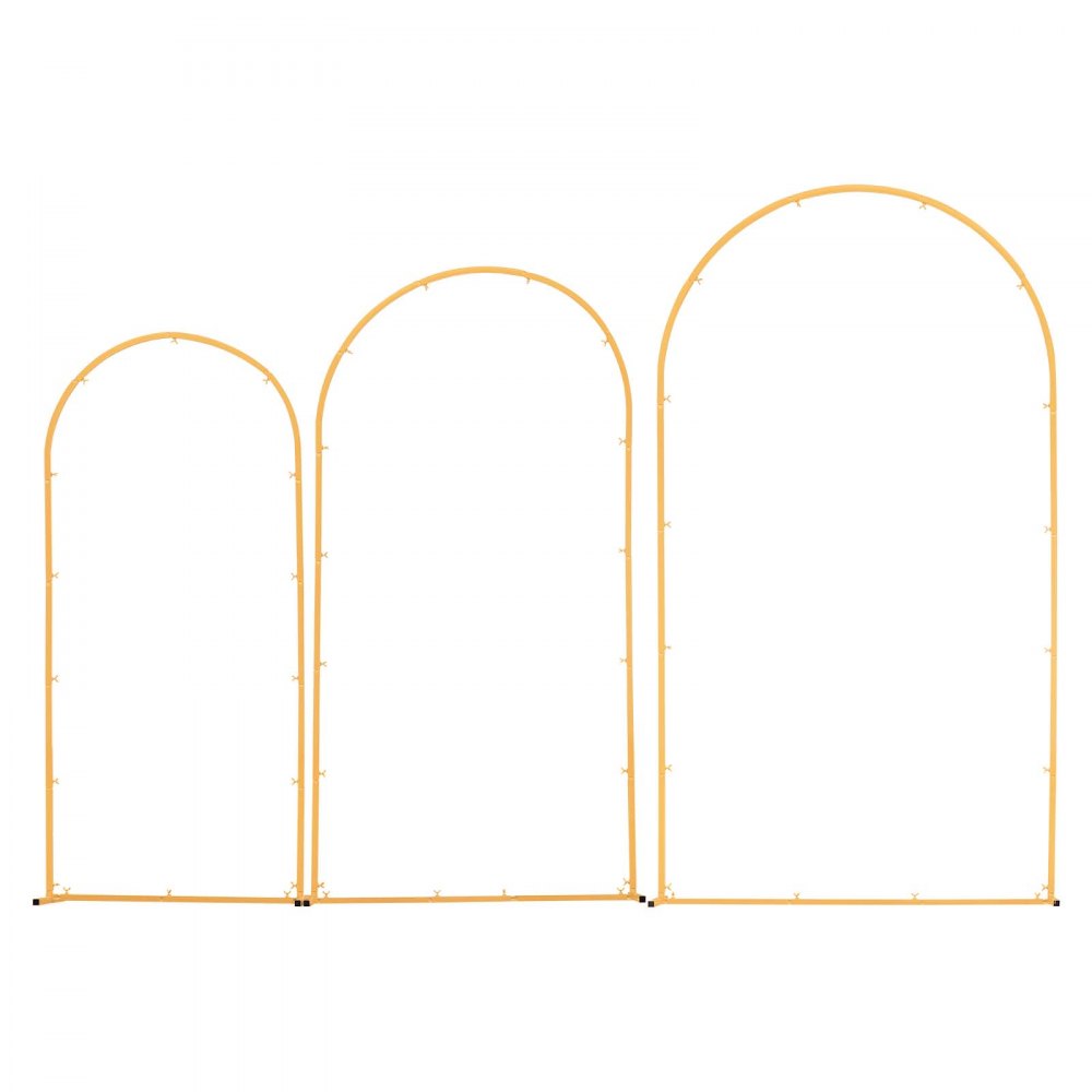 VEVOR Soporte de Arco Dorado, Juego de 3 uds de 2,2 x 1,2 m/2 x 1 m/1,8 x 0,8 m, Estructura Estable, para Fondo de Bodas, Cumpleaños, Graduaciones, Fiestas y Decoración de Ceremonias, Semicircular