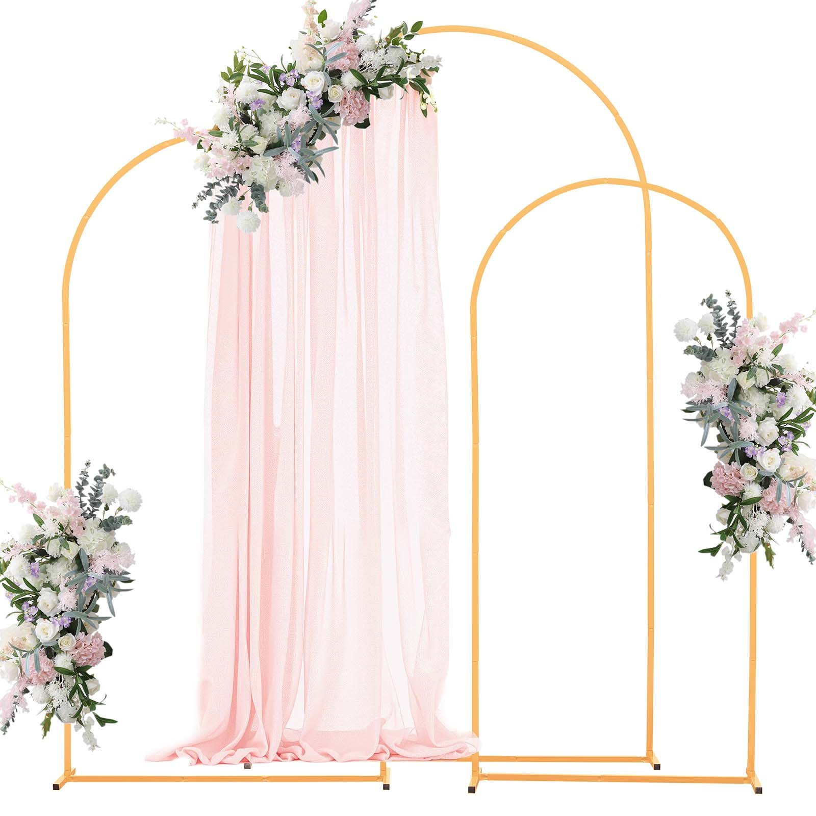 VEVOR Soporte de Arco Dorado, Juego de 3 uds de 2,2 x 1,2 m/2 x 1 m/1,8 x 0,8 m, Estructura Estable, para Fondo de Bodas, Cumpleaños, Graduaciones, Fiestas y Decoración de Ceremonias, Semicircular