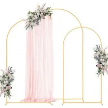 VEVOR Soporte de Arco para Fondo 3 Piezas de 2,4/2,2/2 m, Estructura Estable, Soporte de Arco de Metal Dorado para Decoración de Bodas, Fiestas de Cumpleaños, Graduaciones, Celebraciones, Ceremonias