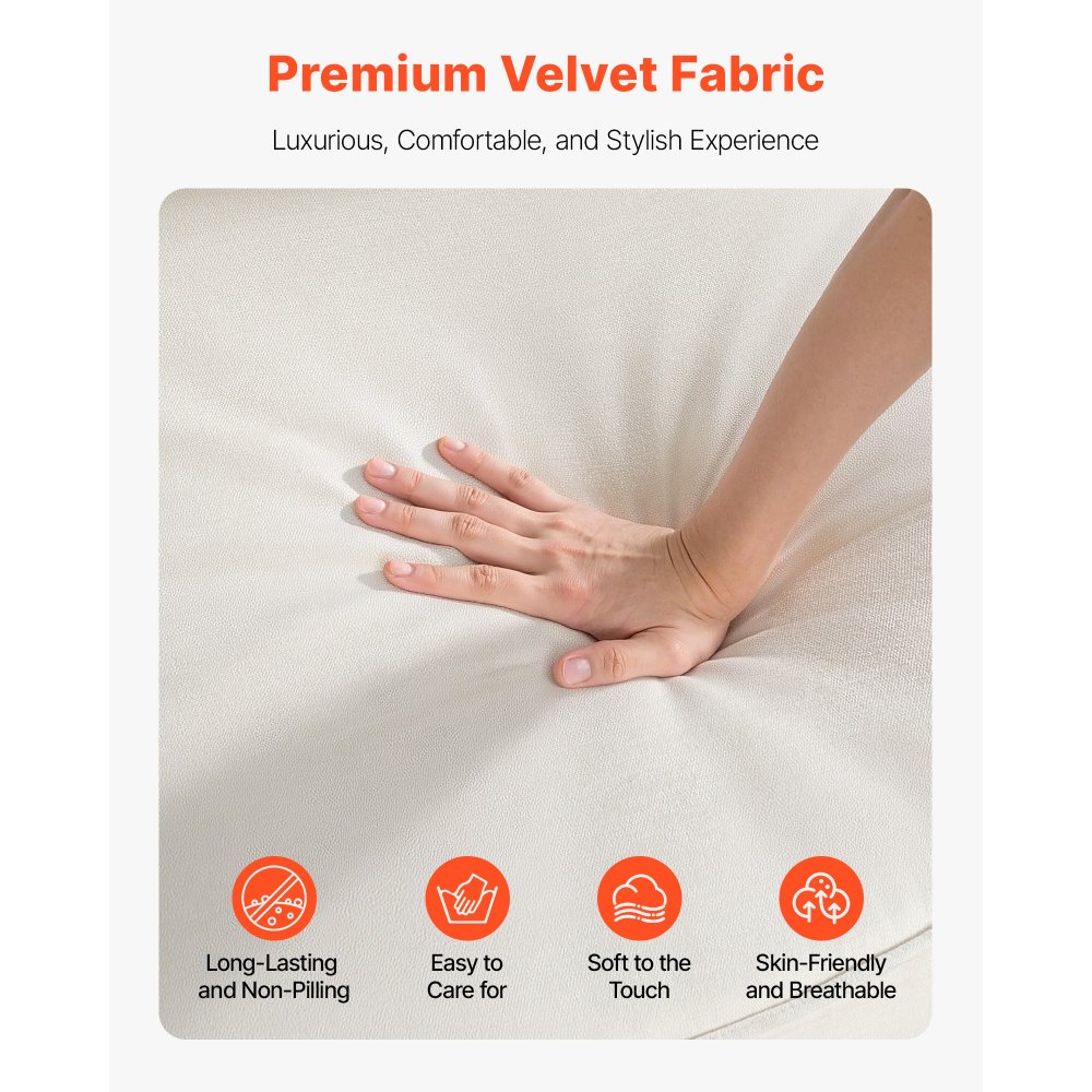 VEVOR Sofá Modular de 3 Plazas, con Espacio de Almacenamiento Inferior, Moderno Sofá Nube 813 x 2540 x 910 mm con Bolsillos Laterales y Estructura de Metal, para Salón, Apartamento y Oficina, Blanco