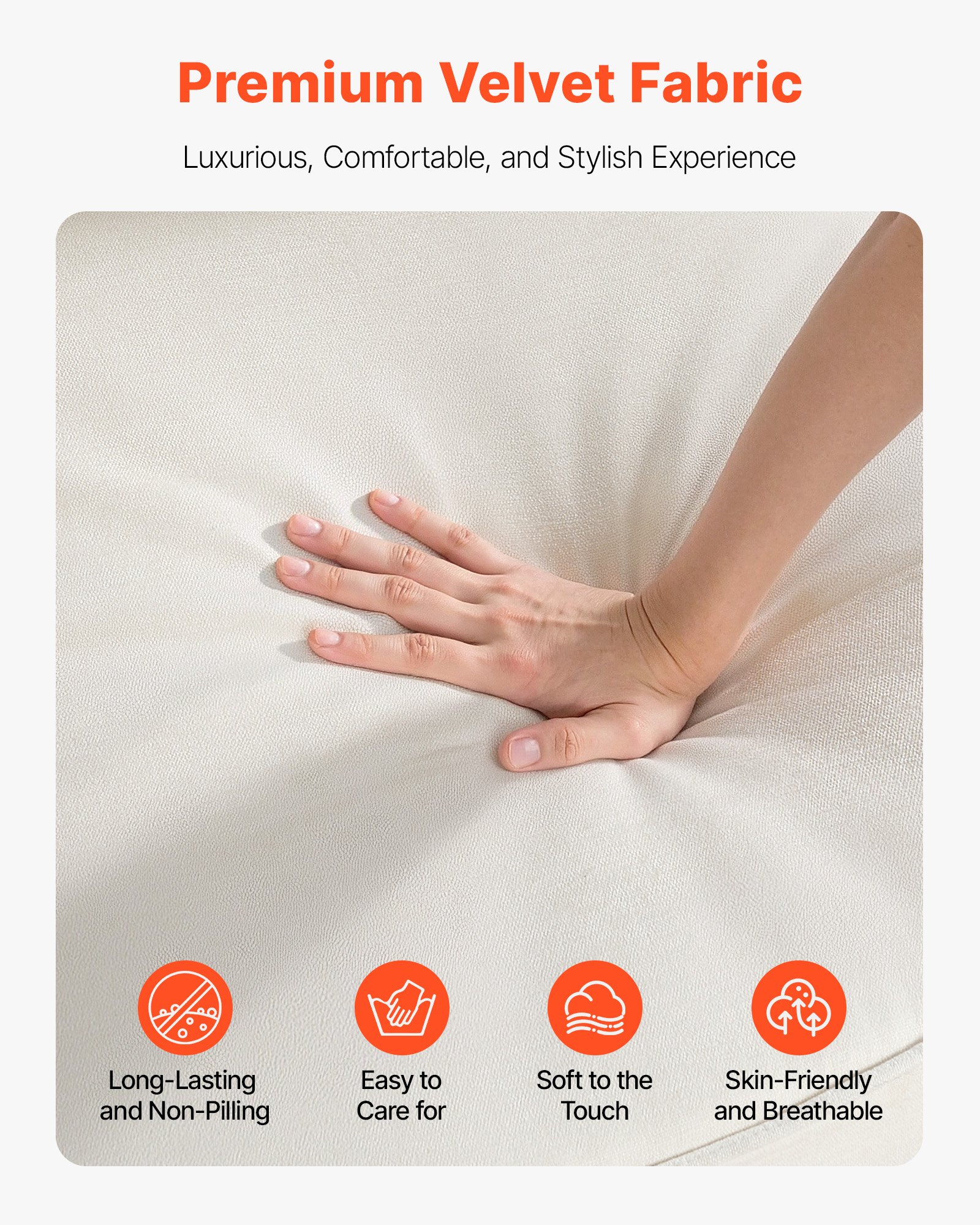 VEVOR Sofá Modular de 3 Plazas, con Espacio de Almacenamiento Inferior, Moderno Sofá Nube 813 x 2540 x 910 mm con Bolsillos Laterales y Estructura de Metal, para Salón, Apartamento y Oficina, Blanco