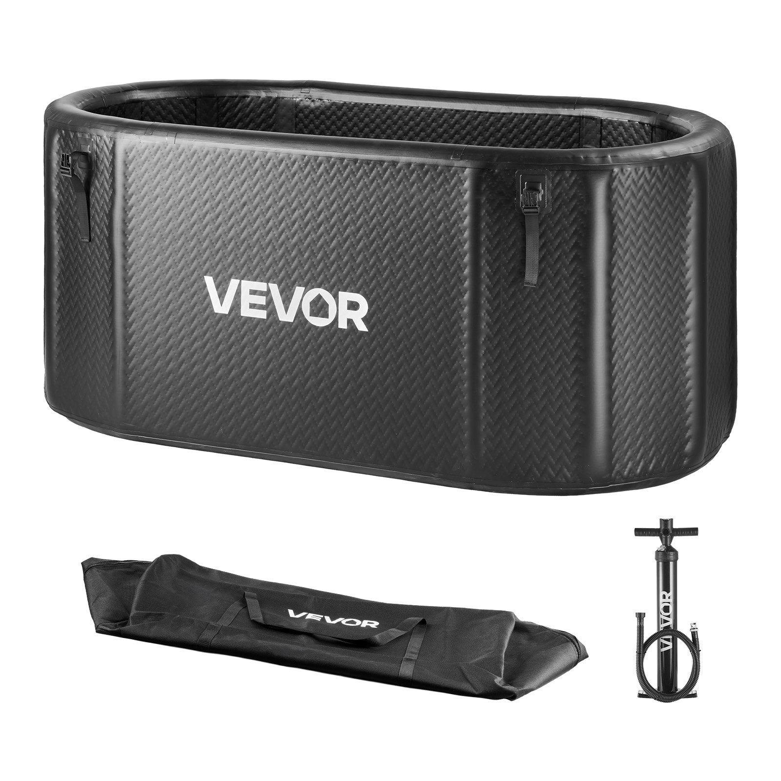VEVOR Bañera de Inmersión en Agua Fría 817 L Inflable 0,55-0,69 bar Negro, Bañera de Hielo Compatible con Enfriadores de Agua, Con Tapa Aislante, Para Recuperación de Atletas, Enfriador No Incluido