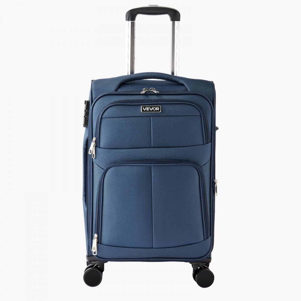 VEVOR Equipaje Blando Expandible de 50,8 cm con Ruedas Giratorias, Maleta Ligera para Facturar, Bolsillo Expandible con Cremallera y Cerradura TSA, Azul, Fácil de Transportar, 400 x 285 x 620 mm