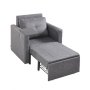VEVOR Sofá Cama Convertible, Sofá Cama Individual con Bolsillo Lateral, Almohada, Reposabrazos y Tablero de Escritorio, Respaldo Ajustable en 5 Ángulos, 2 Ruedas y Compartimento Inferior, Gris