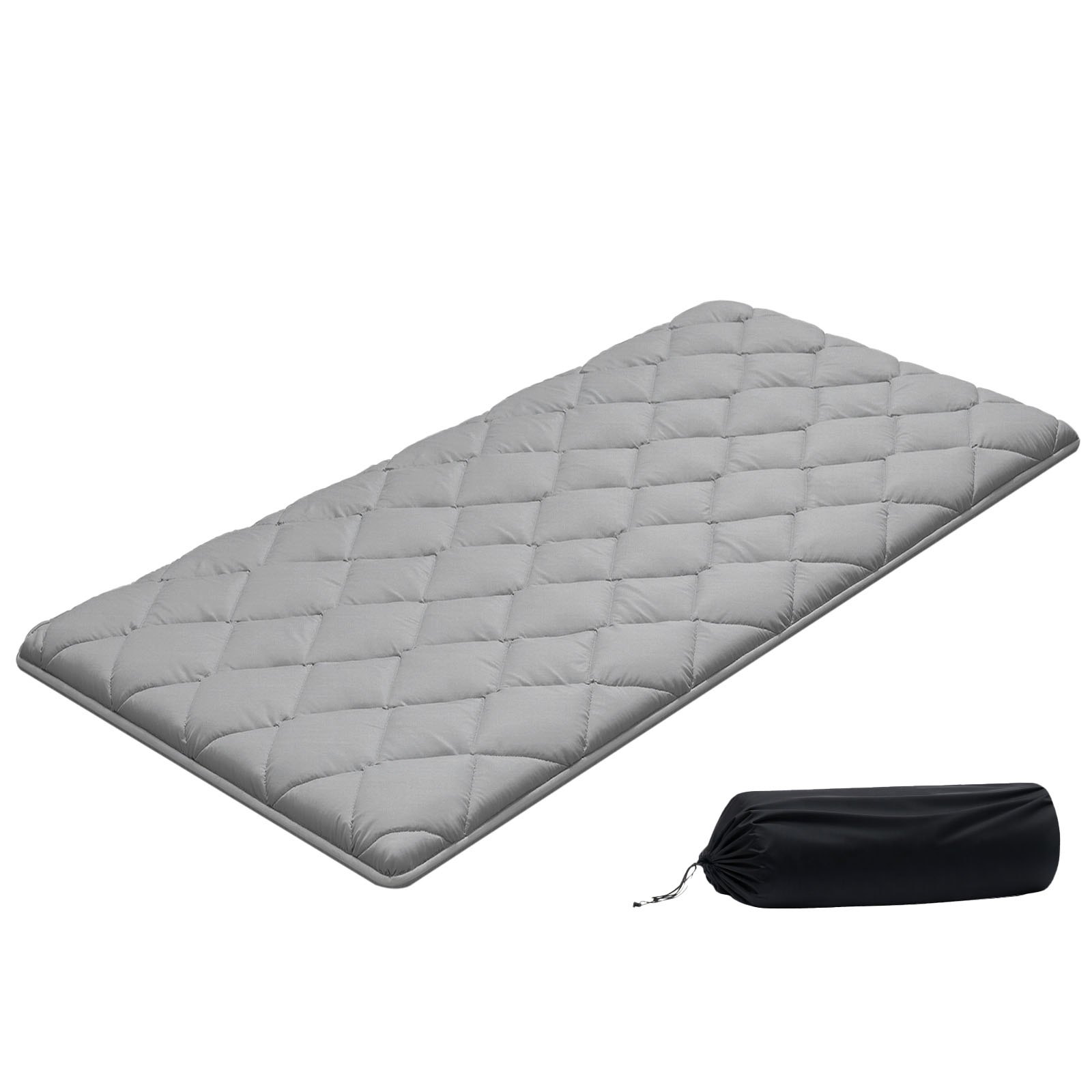 VEVOR Colchón Futón Japonés, Tatami Plegable Tamaño Individual, con Bolsa de Almacenamiento y Herrajes de Montaje, Esterilla de 9 Capas para Meditación y Yoga, Color Gris, 2032 x 991 x 63,5 mm